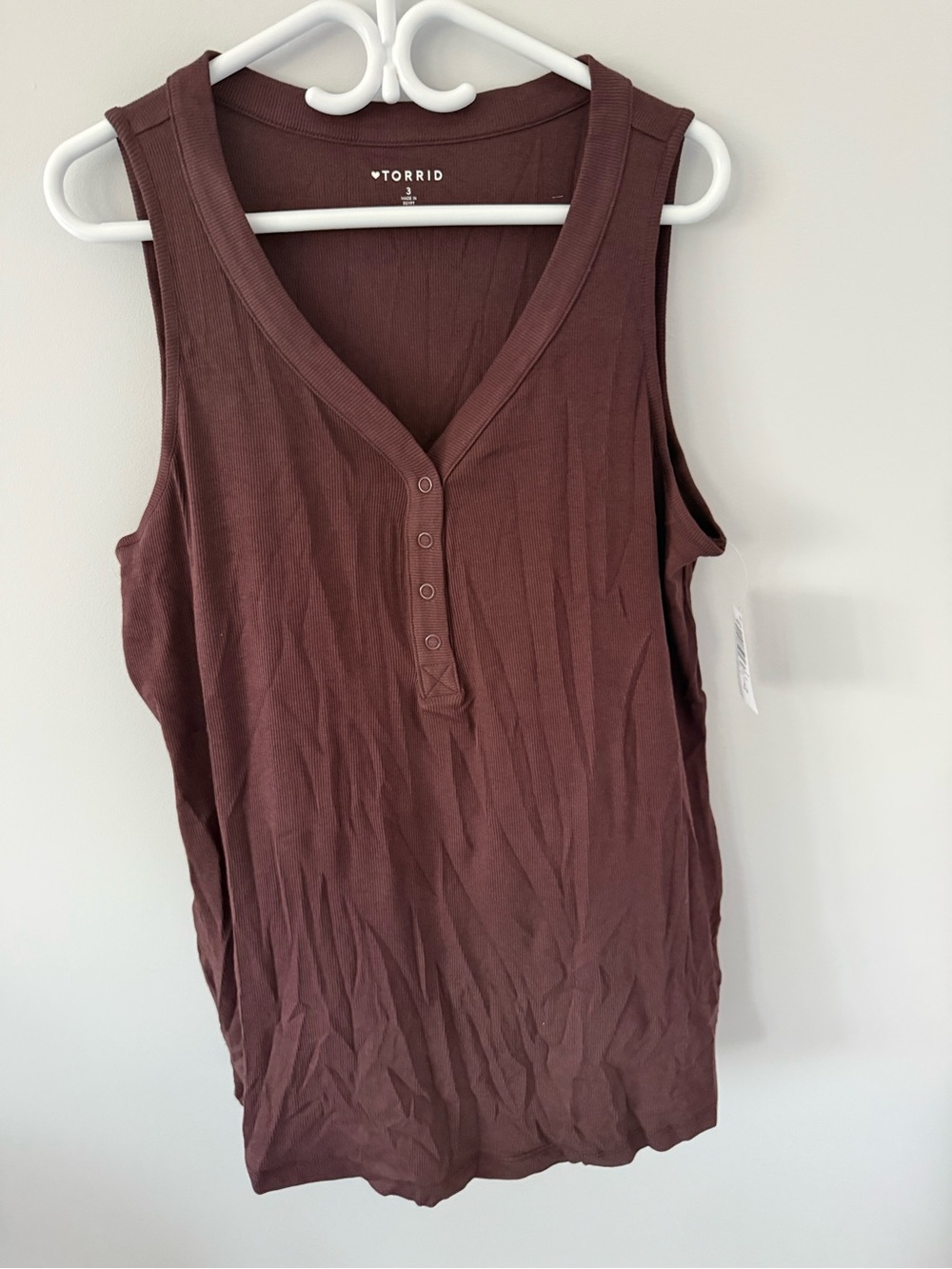torrid Dark Brown V-Neck Henley Tank